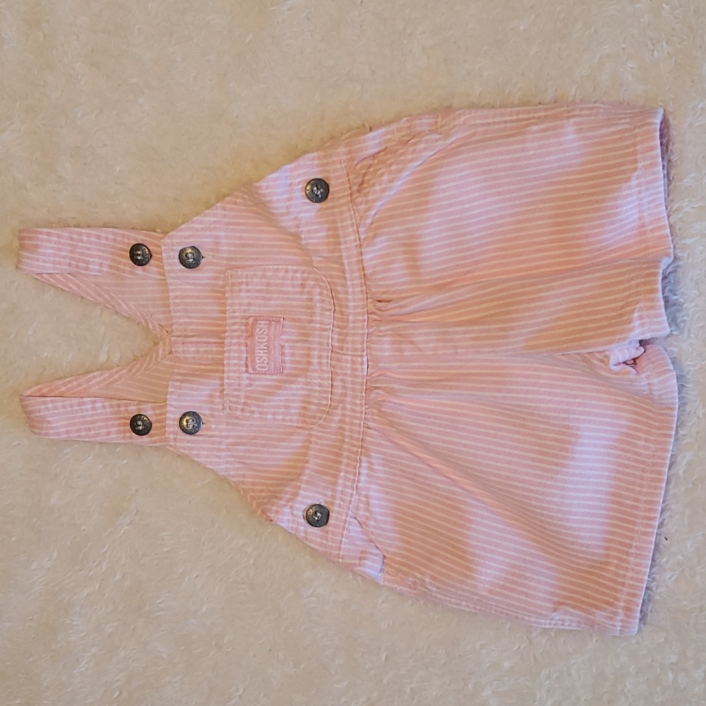 Vintage Oshkosh pink and white striped infant girls shortalls